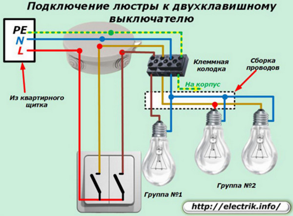 Как правильно подключить люстру к выключателю