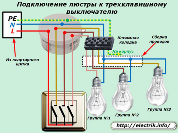 Как правильно подключить люстру к выключателю