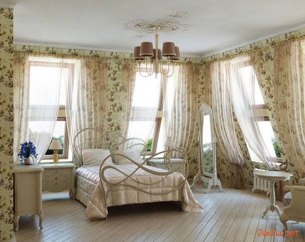 Фото - шторы в спальне в стиле прованс