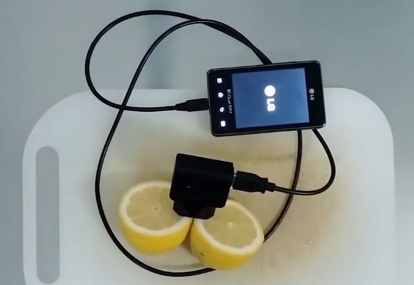 Зарядка телефона от лимонов