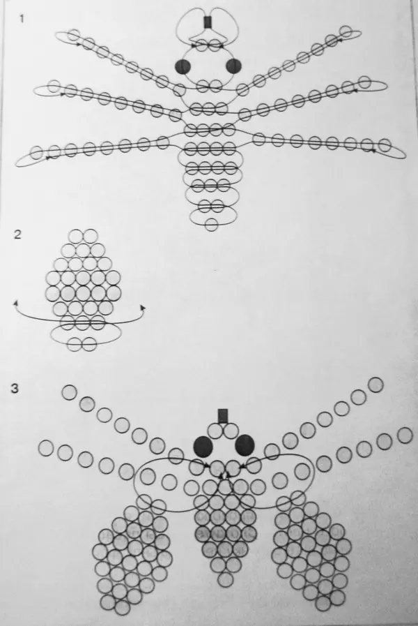 Схема плетения мухи из бисера