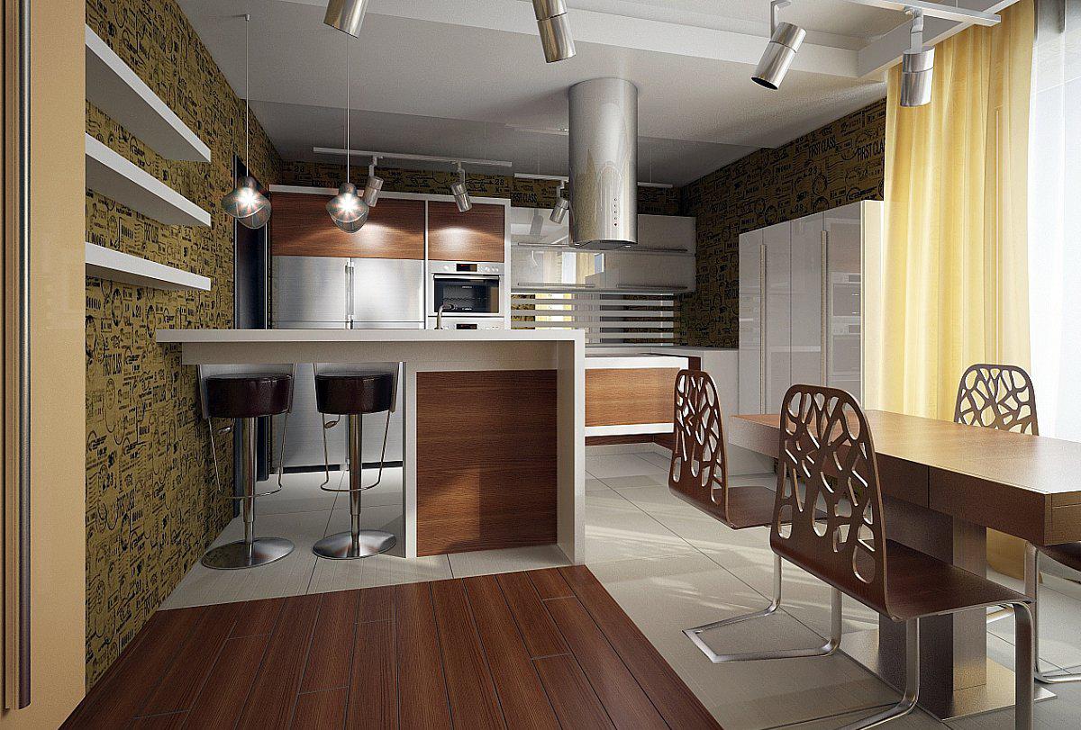 Кухня в частном доме в стиле минимализм