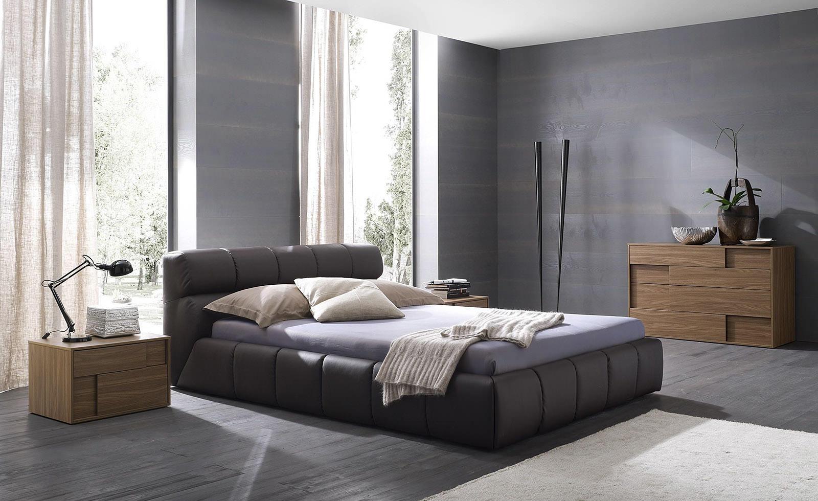 Черно-серая минималистичная спальня