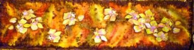 Дикие Орхидеишарф180/40см.мастер Класс, роспись по батику от Виктории Игнатовой., фото № 15
