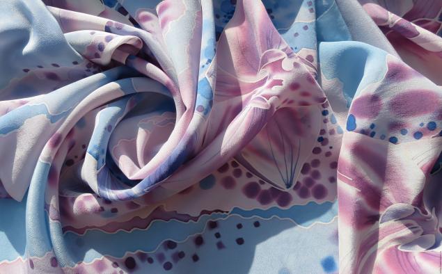 Роспись шелкового шарфа «Орхидеи», фото № 16