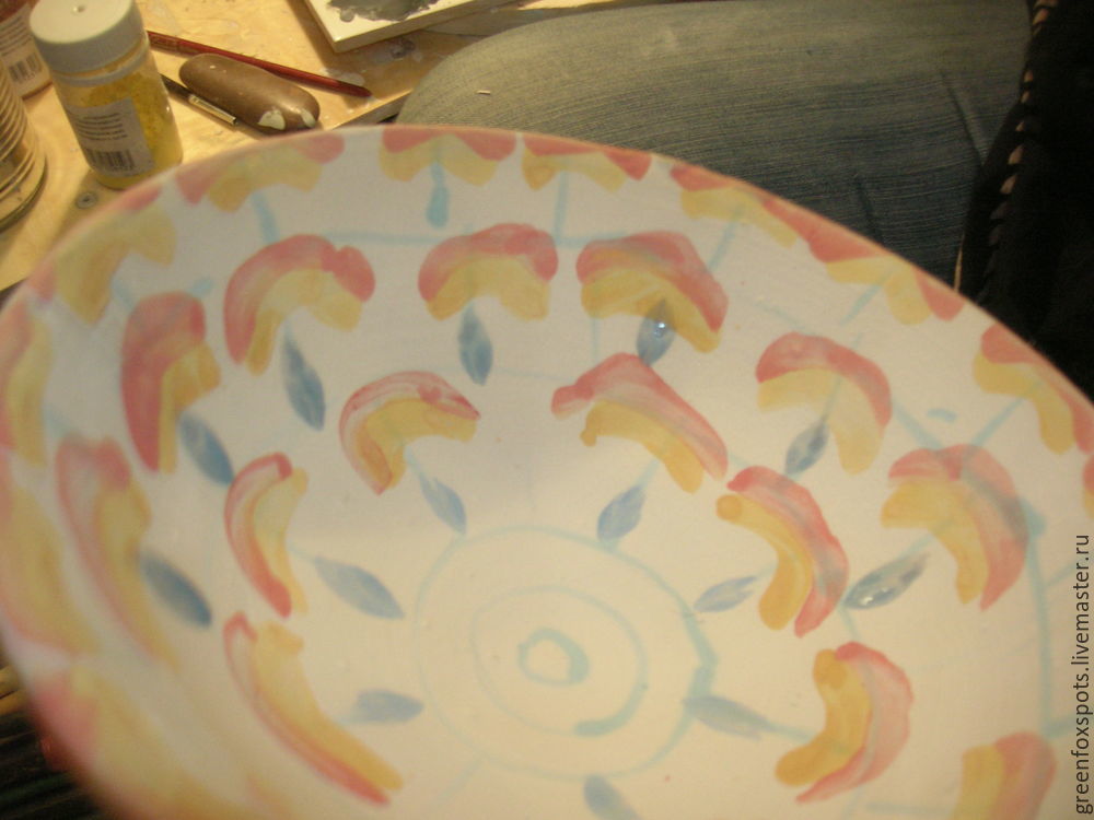 Роспись керамической тарелки в технике 