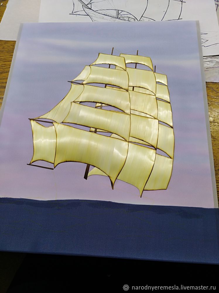 Создаем панно из соломы «Корабль Виктория», фото № 17