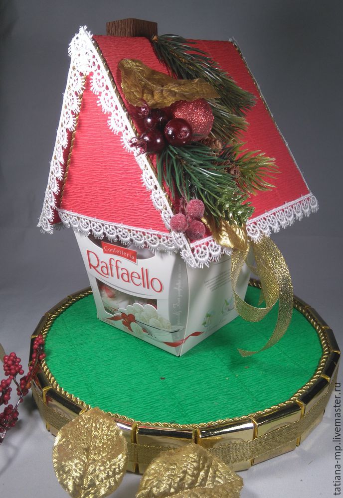 Новогодний домик Деда Мороза из коробки конфет: мастер-класс, фото № 33