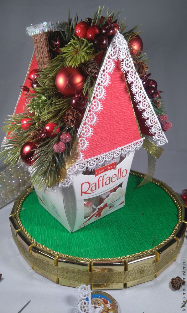 Новогодний домик Деда Мороза из коробки конфет: мастер-класс, фото № 37