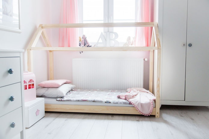 кровать в виде домика в скандинавском стиле