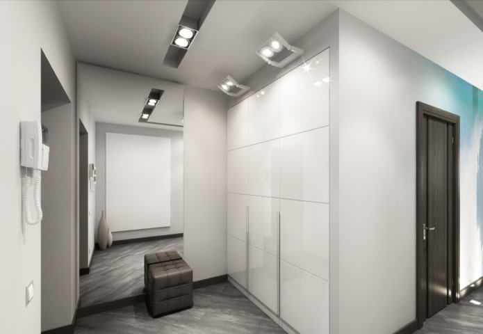 шкаф в интерьере коридора в стиле минимализм