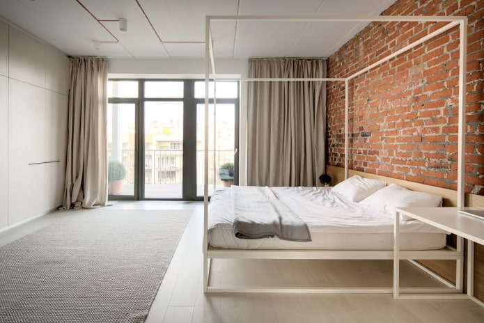 спальня в индустриальном стиле с элементами минимализма