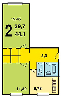 планировка 2-комнатной хрущевки серии К-7