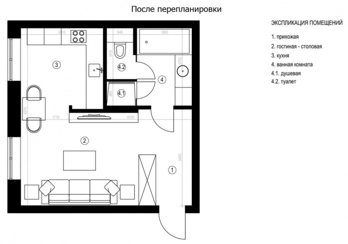 планировка квартиры 37 кв. м.