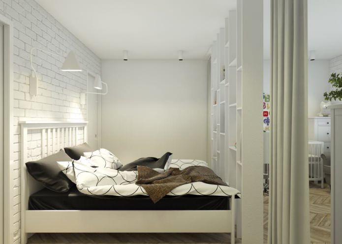 спальня с детской в дизайне квартиры 65 кв. м.