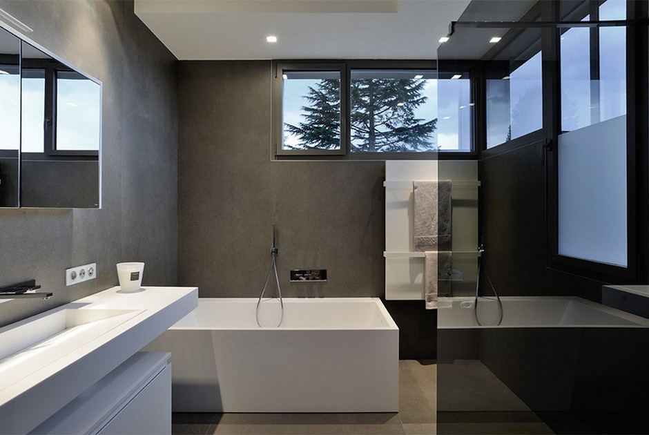 современный дизайн ванной комнаты в стиле хай-тек