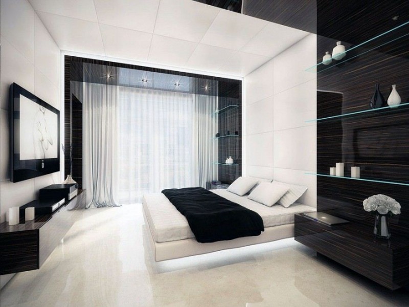 дизайн спальни в черно белых тонах