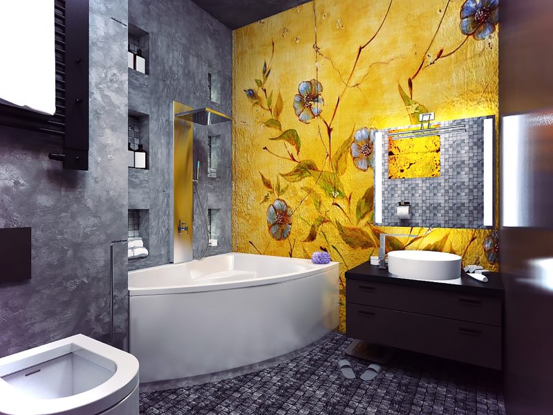 Оформление ванной комнаты в контрастных цветах