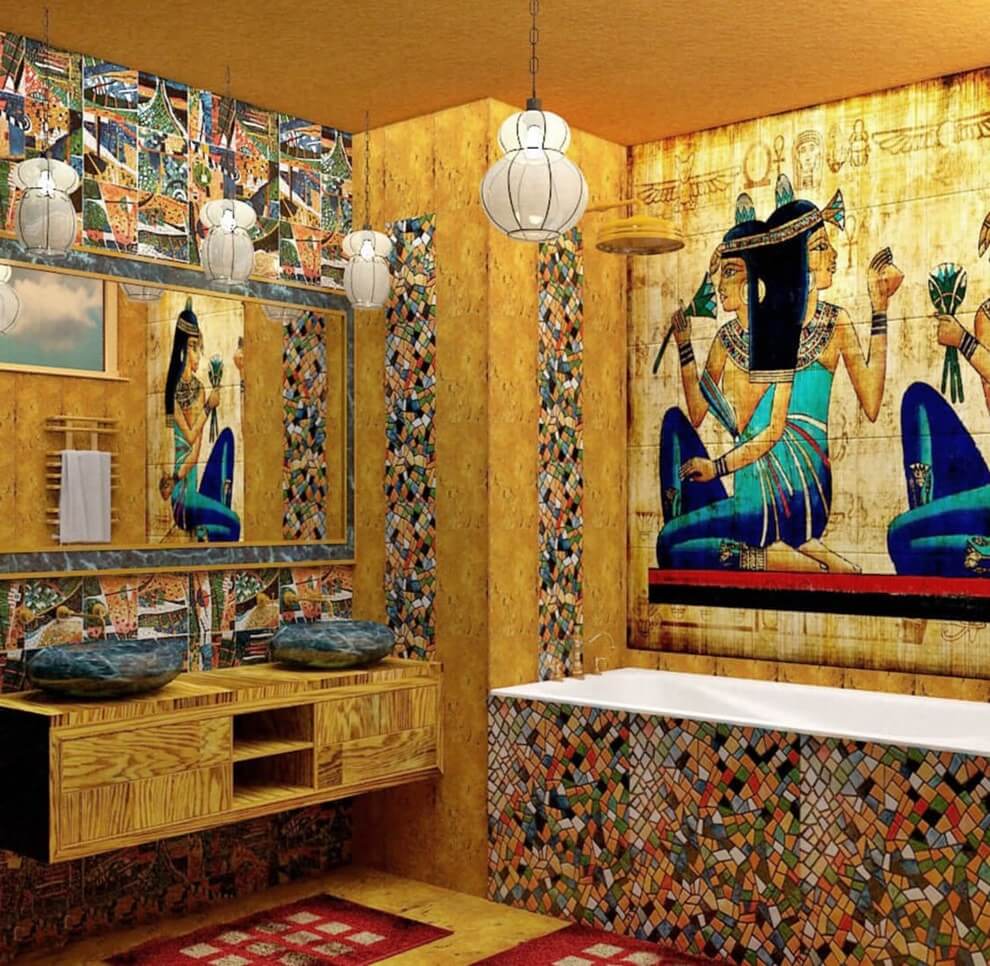 Декорирование ванной комнаты в египетском стиле
