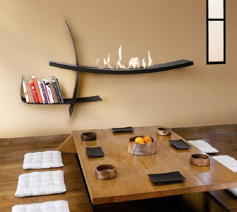 Оформление стены над столом в японском стиле