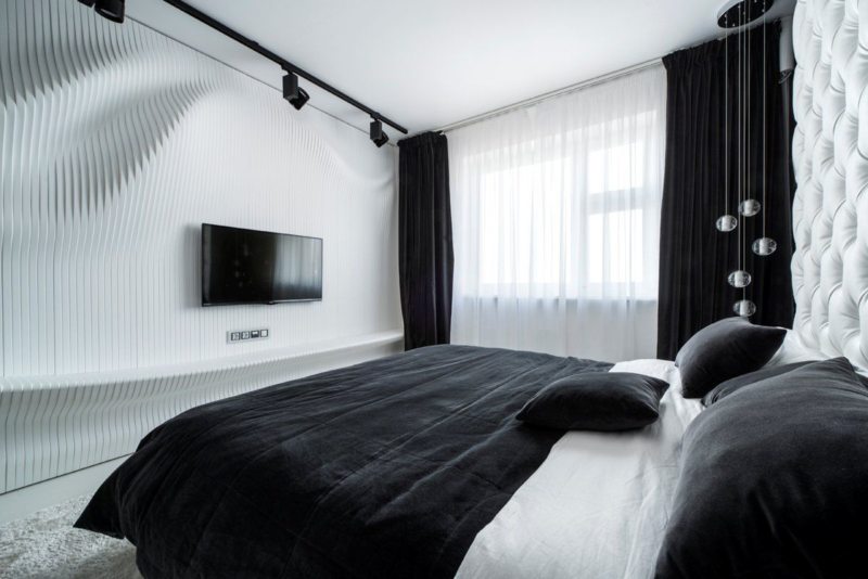 черно белая спальня дизайн идеи