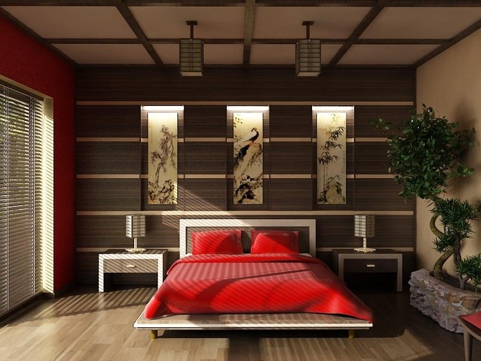 спальня в японском стиле фото интерьер