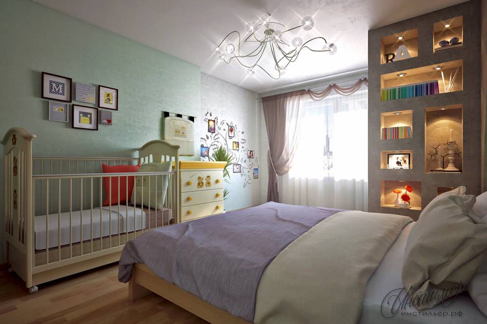 спальня и детская в одной комнате идеи