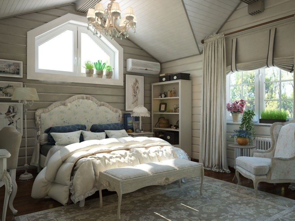 Дизайн светлой спальни в стиле кантри
