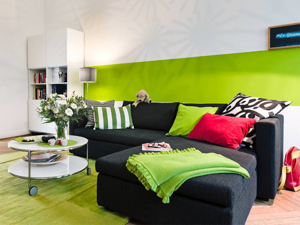 гостиная комната в зелёном цвете идеи фото