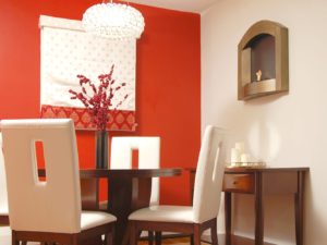 фото красный цвет стен в кухне