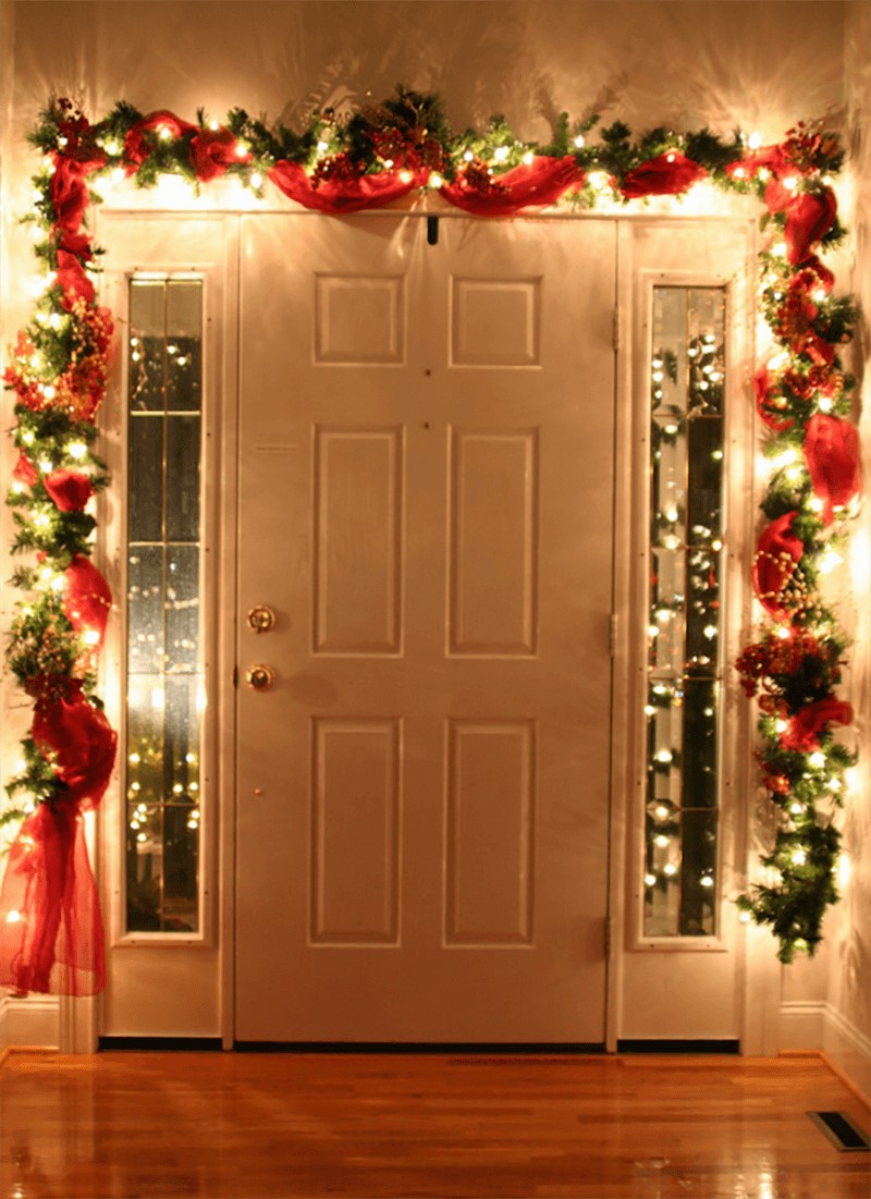 украшение двери на новый год фото
