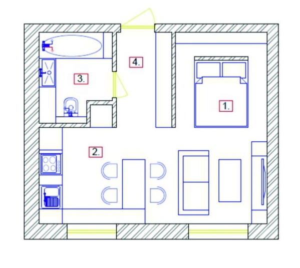 План однокомнатной квартиры 33 кв м