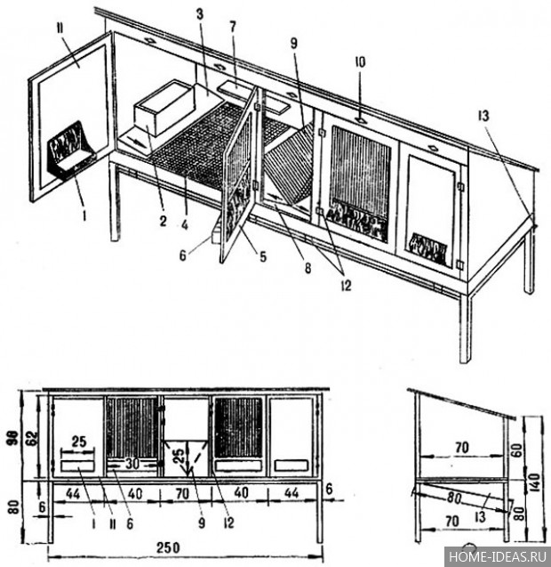 Клетки для кроликов своими руками: чертежи, размеры и фото