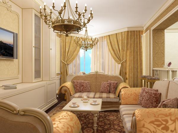 Небольшие комнаты также можно оформить в стиле барокко, выделив часть характерных признаков