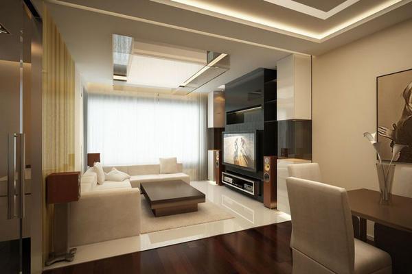 Обновить интерьер гостиной можно при помощи совмещения двух комнат или их перепланировке