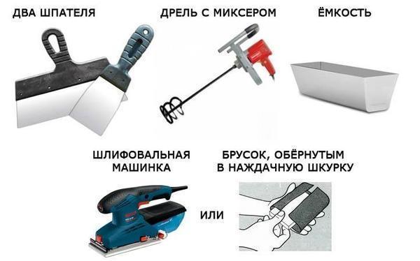  Инструменты, необходимые для шпаклевки потолка