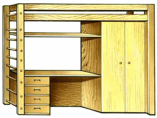 Рис. 14.  Совмещённый блок шкаф-стол-кровать.