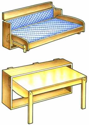 Рис. 7.  Трансформируемая кровать-стол.