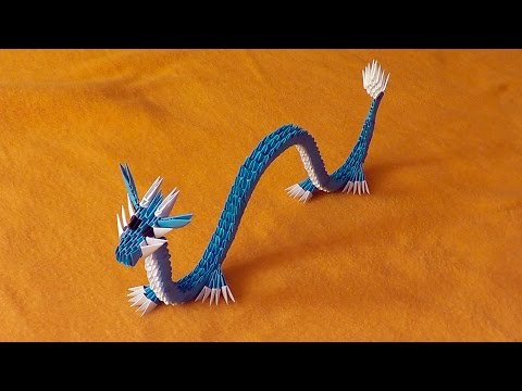 Модульное оригами синий дракон, покемон Гярадос (видео с сюрпризом)