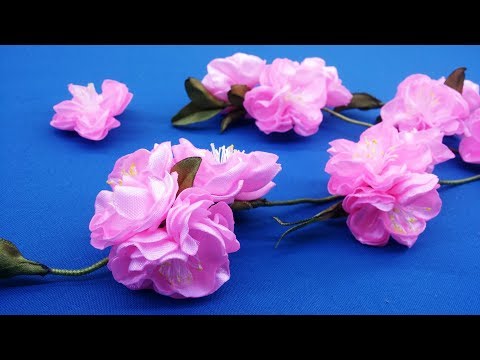 Sakura from ribbons.DIY/Sakura de cintas/Сакура из лент. МК