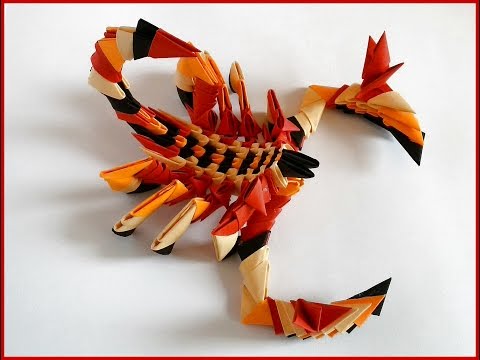 How to make 3d origami Scorpion. Tutorial. Paper gift/