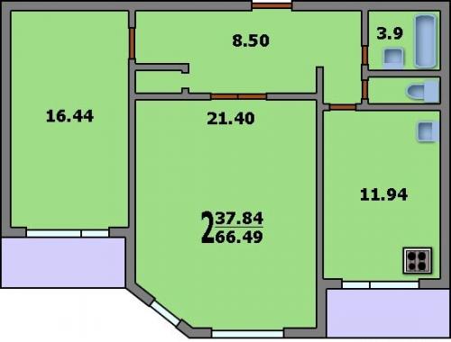 Планировка 3-х комнатной квартиры 65 м2. 2-комнатные квартиры
