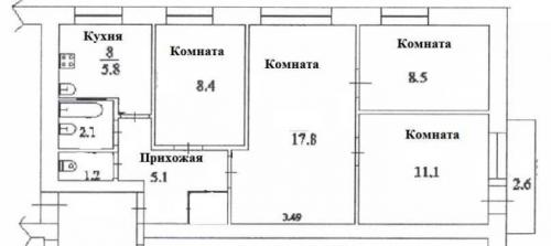 Планировка 4 х комнатной квартиры в панельном доме. Планы четырехкомнатных квартир 01