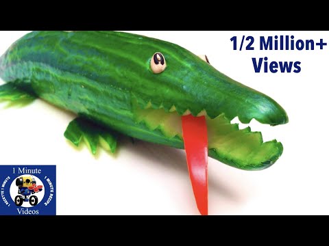 How to Make a Cucumber Crocodile / Party Idea, Food Art, Cutting Tricks, Garnish