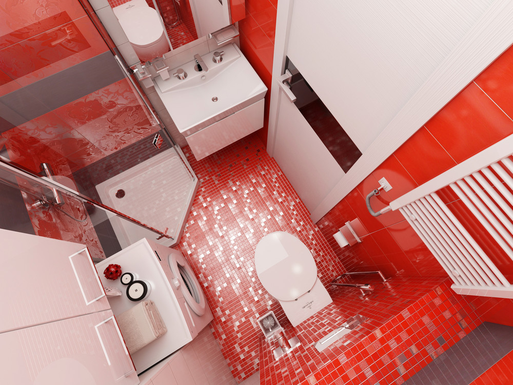 Дизайн ванной комнаты с красными акцентами - фото 4