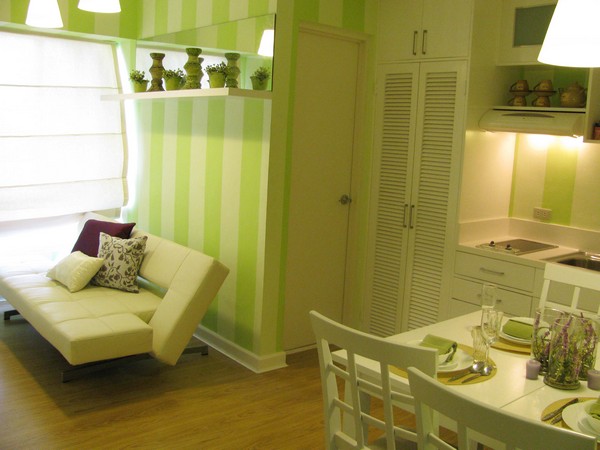 Квартира-студия в салатовом цвете