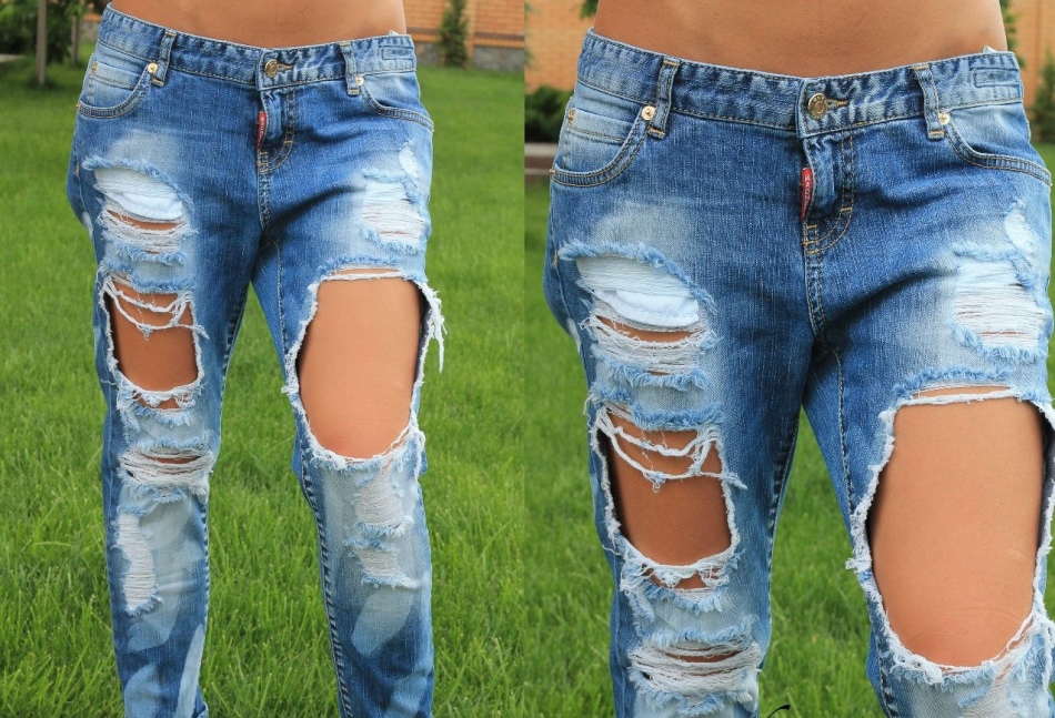 Как сделать рваные джинсы в домашних условиях с фото пошагово женские