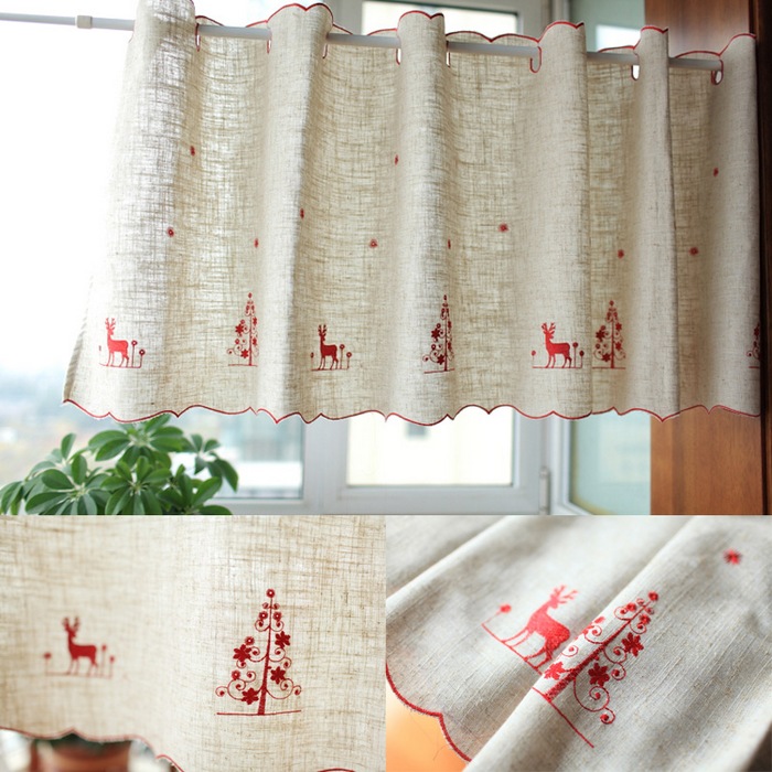 фото занавесок в деревенском стиле из льняной ткани
