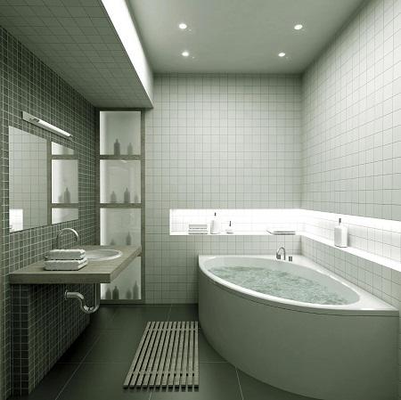 Гипсокартон отлично подходит для потолка ванной комнаты в качестве материала, поскольку обладает прекрасными эксплуатационными качествами 