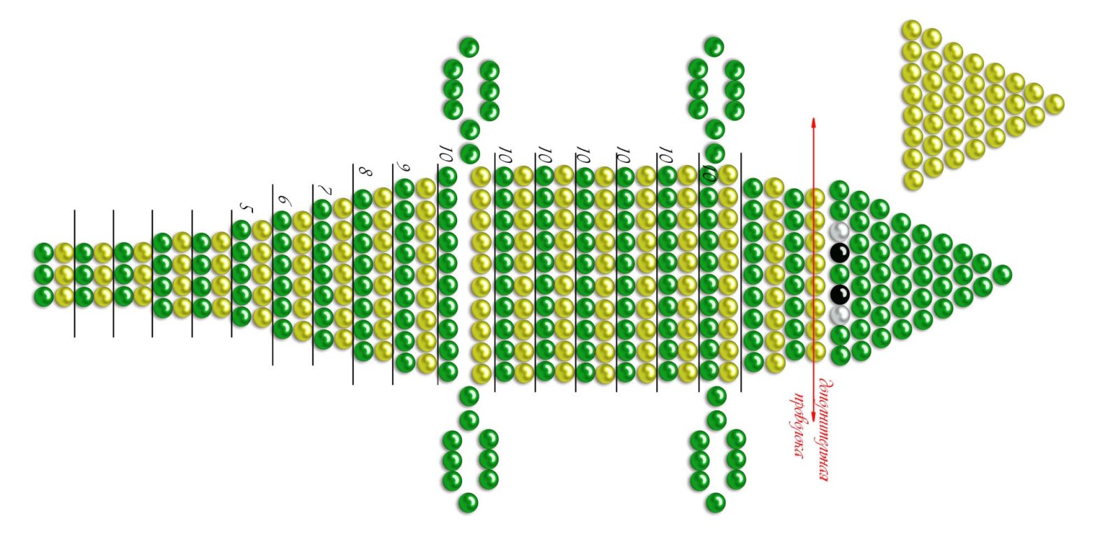 Схема крокодила из бисера